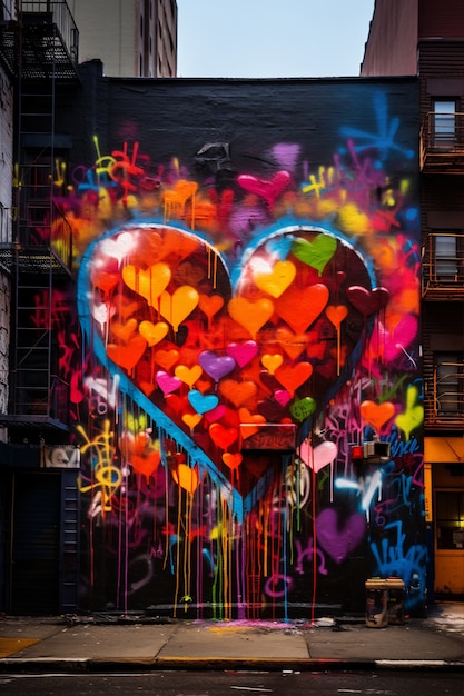 Foto gratuita vista del corazón dibujado en graffiti en la ciudad.