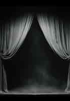 Foto gratuita vista de las cortinas en blanco y negro del escenario del teatro