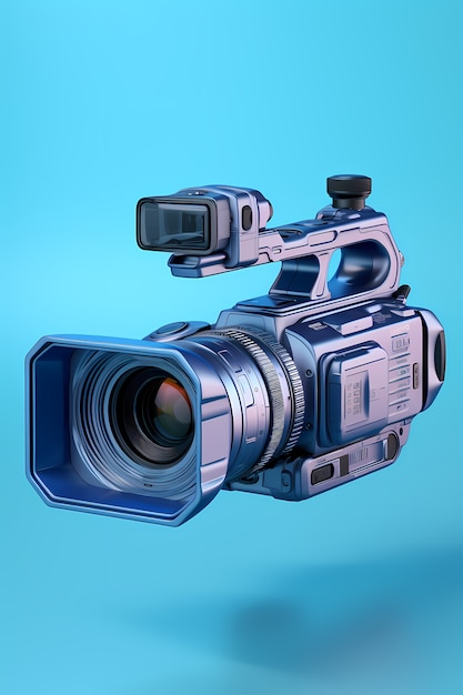 Vista de una costosa cámara de cine de alta tecnología en 3D