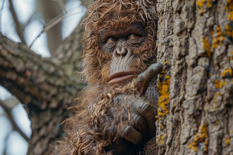 Foto gratuito vista de la criatura bigfoot en la naturaleza al aire libre