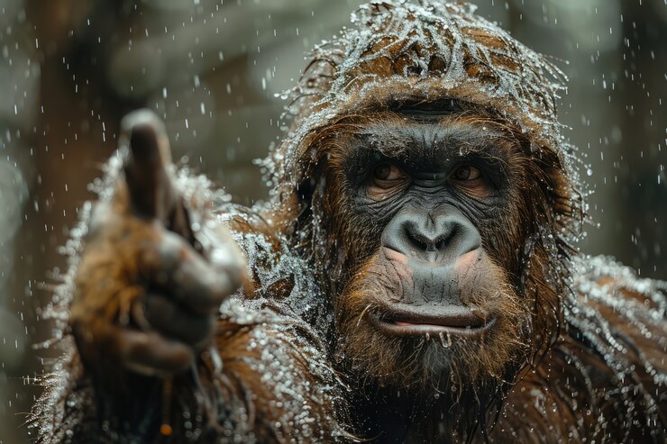 Foto gratuito vista de la criatura bigfoot en la naturaleza al aire libre