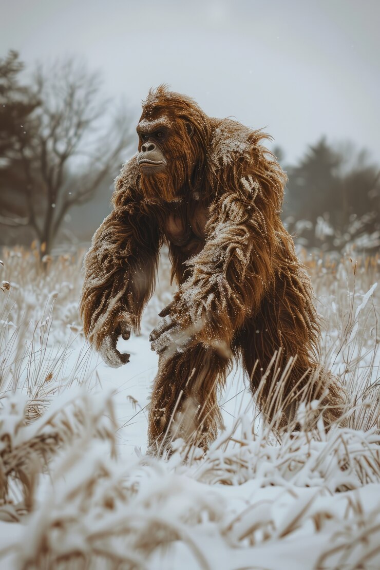 Foto gratuito vista de la criatura bigfoot en la naturaleza al aire libre