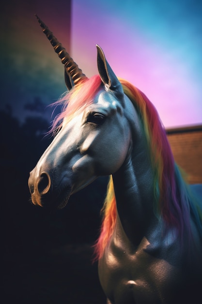 Foto gratuita vista de la criatura mágica y mítica del unicornio.