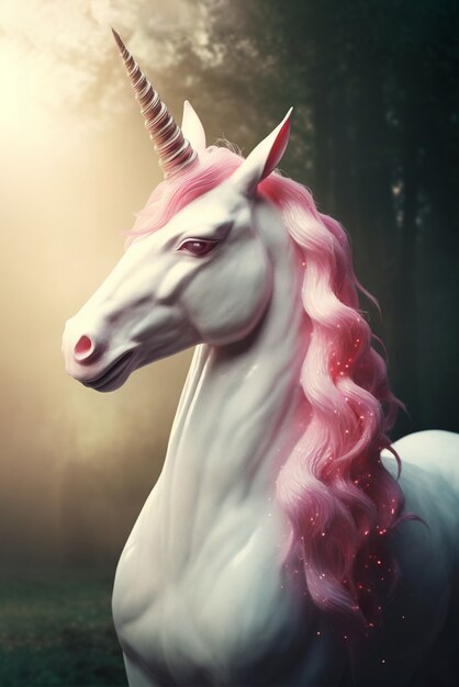 Vista de la criatura mágica y mítica del unicornio.