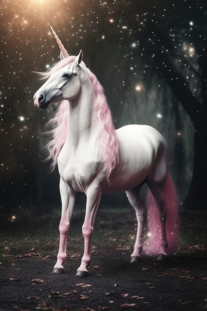 Vista de la criatura mágica y mítica del unicornio.