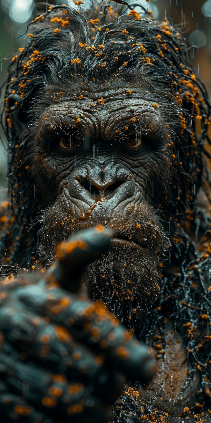 Foto gratuito vista de la criatura sasquatch en la naturaleza al aire libre