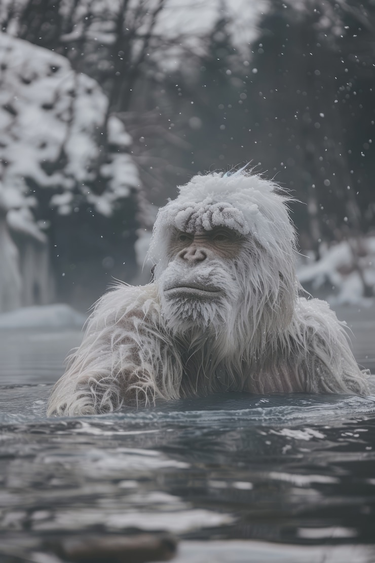 Foto gratuito vista de la criatura sasquatch en la naturaleza al aire libre