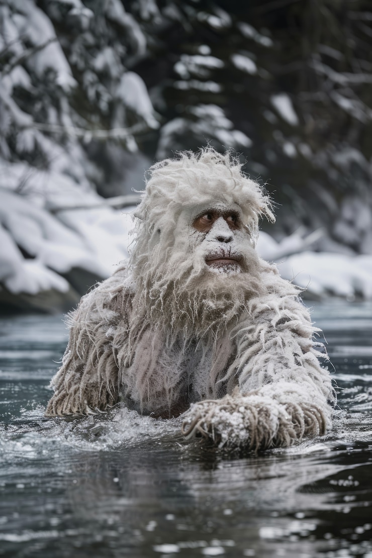 Foto gratuito vista de la criatura sasquatch en la naturaleza al aire libre