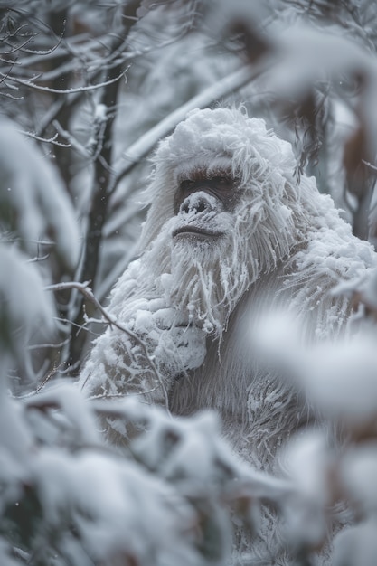 Vista de la criatura sasquatch en la naturaleza al aire libre