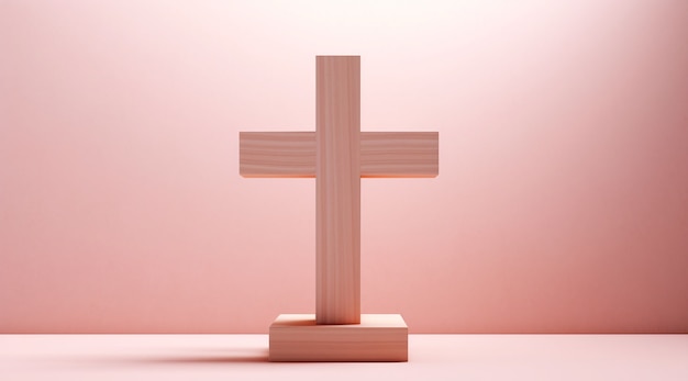 Vista de la cruz religiosa de madera 3d