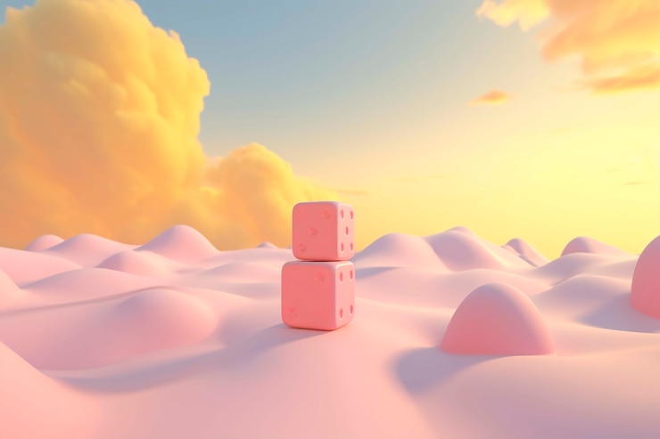 Foto gratuito vista de los dados 3d con nubes