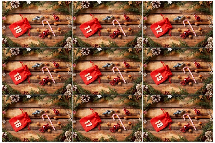 Foto gratuito vista de decoraciones con bolsas numeradas
