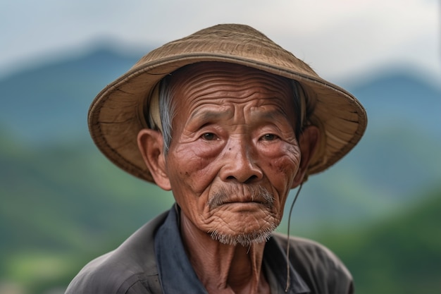 Foto gratuita vista delantera hombre de edad avanzada con fuertes rasgos étnicos