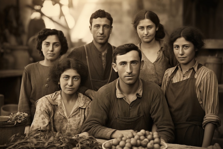 Foto gratuito vista delantera de personas posando un retrato vintage