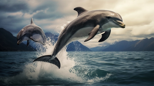 Foto gratuita vista de delfines nadando en el agua