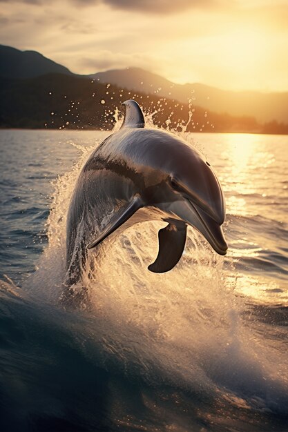 Vista de delfines nadando en el agua