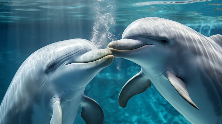 Foto gratuito vista de delfines nadando en el agua