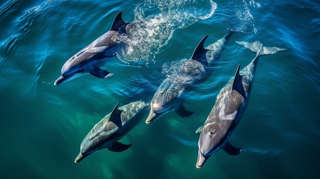 Vista de delfines nadando en el agua