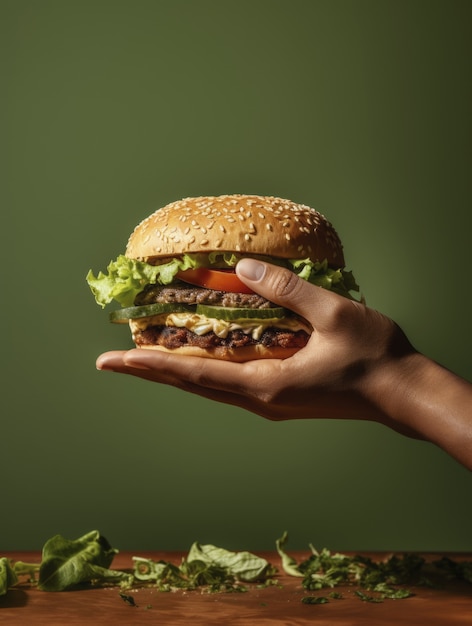 Foto gratuita vista de una deliciosa hamburguesa con panes y queso