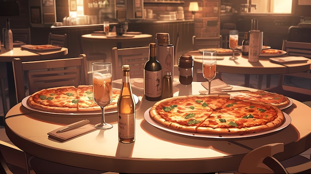 Foto gratuita vista de una deliciosa pizza al estilo de anime