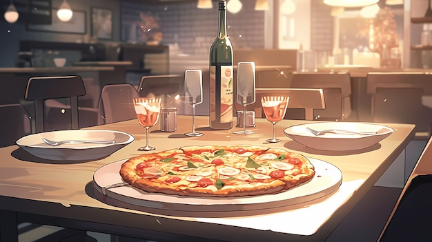 Foto gratuita vista de una deliciosa pizza al estilo de anime