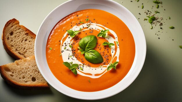 Vista de una deliciosa sopa de crema