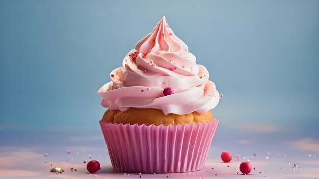 Vista del delicioso y dulce postre de magdalenas con glaseado