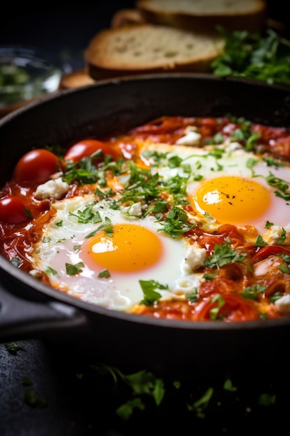 Vista de un delicioso plato de huevos