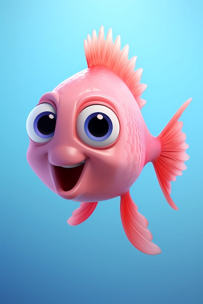 Foto gratuita vista de dibujos animados de peces en 3d