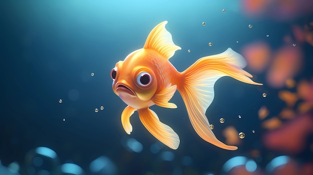 Foto gratuita vista de dibujos animados de peces en 3d