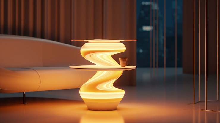Foto gratuito vista del diseño futurista de la lámpara de iluminación
