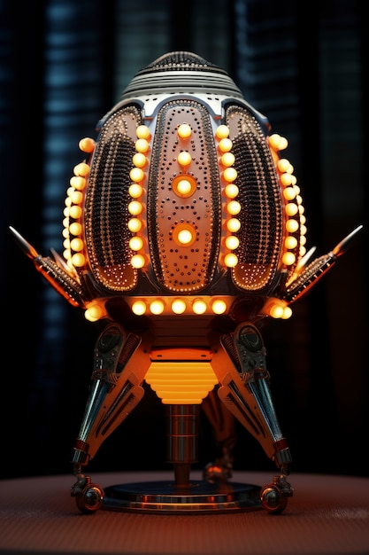 Vista del diseño futurista de la lámpara de luz