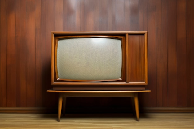 Foto gratuita vista de un dispositivo de televisión antiguo en tonos de cáscara de nuez