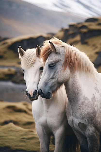 Foto gratuita vista de dos caballos en la naturaleza