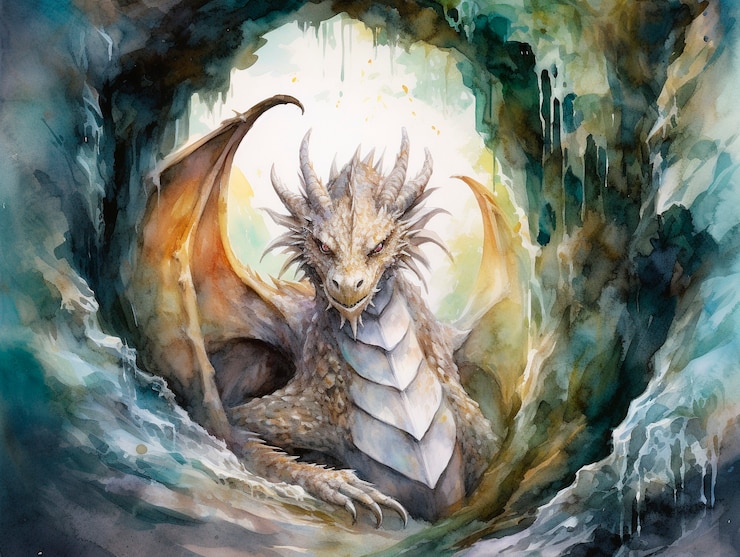 Foto gratuito vista del dragón de acuarela