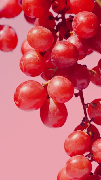 Vista de las dulces y deliciosas uvas rojas