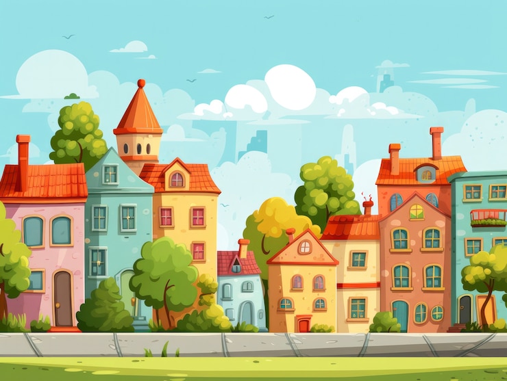Foto gratuito vista del edificio con arquitectura de estilo dibujos animados