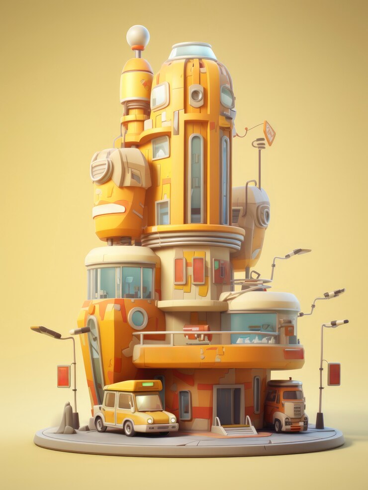 Foto gratuito vista del edificio con arquitectura de estilo dibujos animados