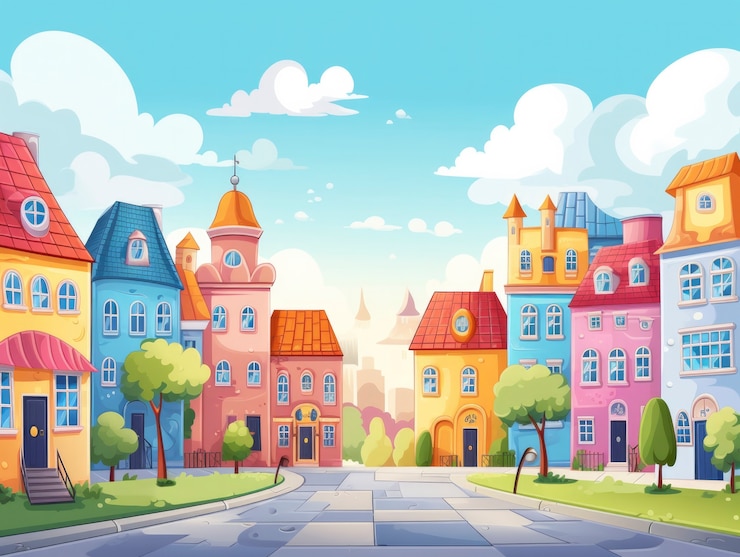 Foto gratuito vista del edificio con arquitectura de estilo dibujos animados