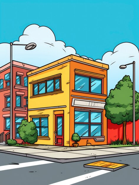 Vista del edificio con arquitectura de estilo dibujos animados