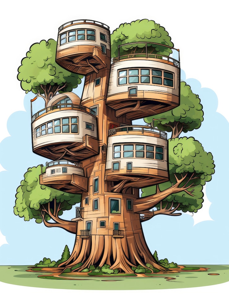 Foto gratuito vista del edificio con arquitectura de estilo dibujos animados