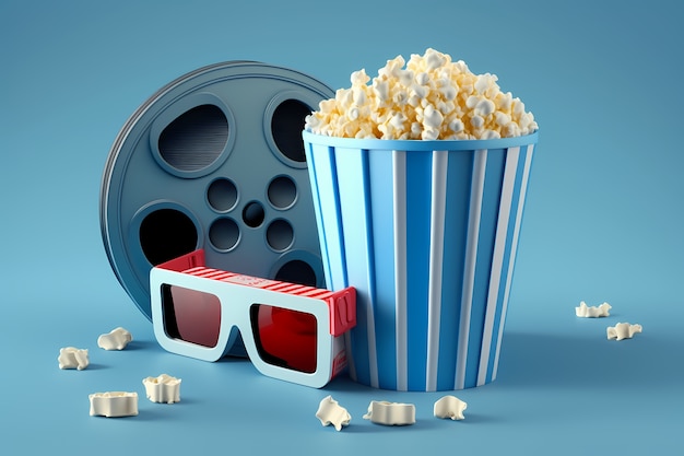 Vista de elementos de cine 3d.