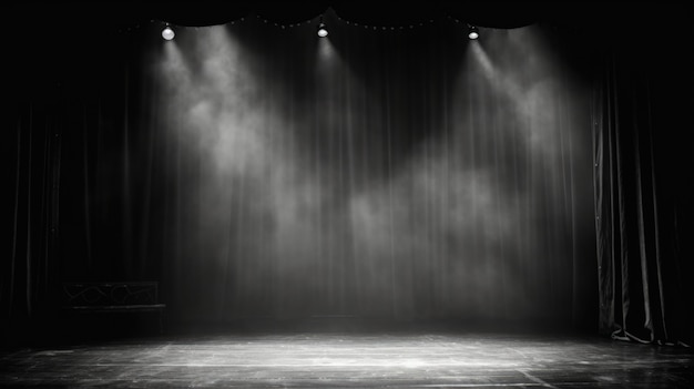 Foto gratuita vista del escenario del teatro en blanco y negro