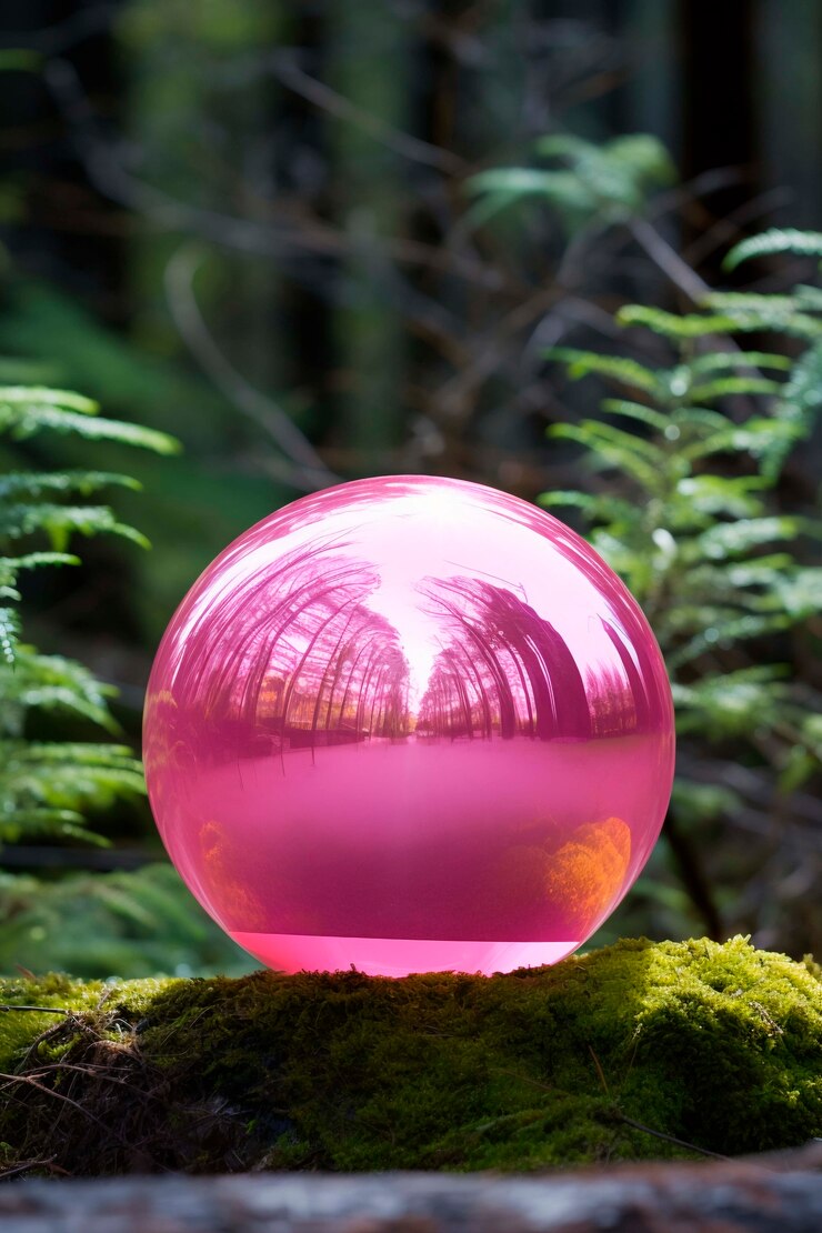 Foto gratuito vista de la esfera moderna 3d con paisaje natural.