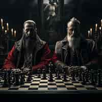 Foto gratuita vista de espectaculares piezas de ajedrez con reyes.