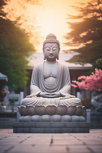 Foto gratuita vista de la estatua del buda zen para la espiritualidad.