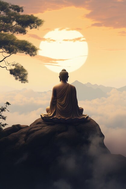 Vista de la estatua del buda zen para la espiritualidad.