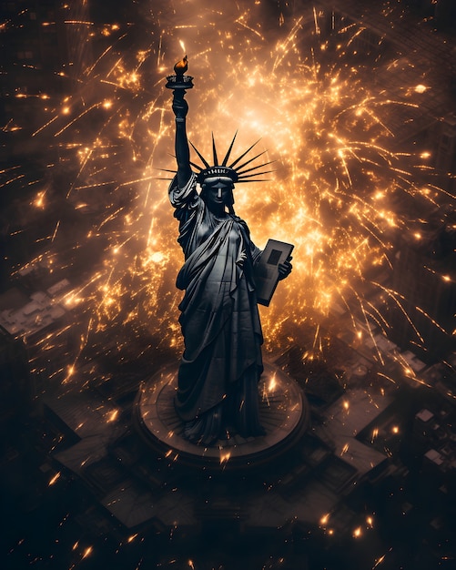 Foto gratuita vista de la estatua de la libertad en la ciudad de nueva york