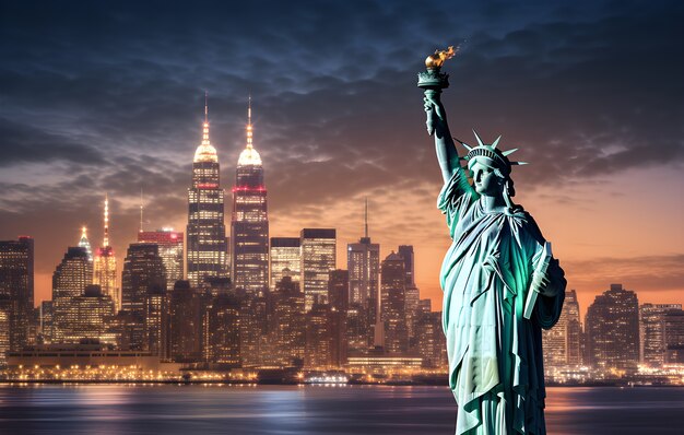 Vista de la Estatua de la Libertad en la ciudad de Nueva York