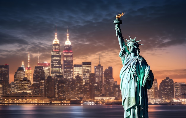 Vista de la Estatua de la Libertad en la ciudad de Nueva York